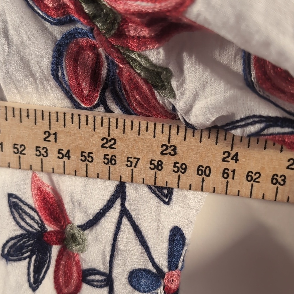 Ana Rosa| Boho Floral Embroidered Blouse White - Size 2XL - Picture 8 of 10